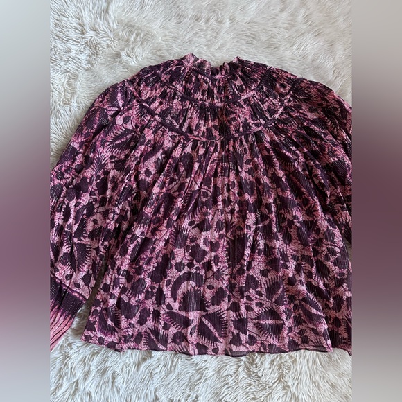 Ulla Johnson Yulia Silk Blend Blouse Top in Bordeaux Metallic Size 6 - Picture 13 of 13